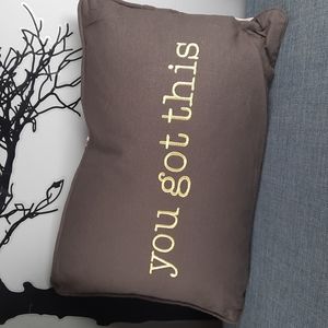 Inspirational Pillow Cotton Bed Toss Throw  Yellow Gray Plaid Gift You Got This